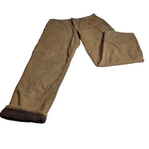 Wrangler Fleece Lined Work Pants Mens 32x32 Tan Canvas Utility Carpenter